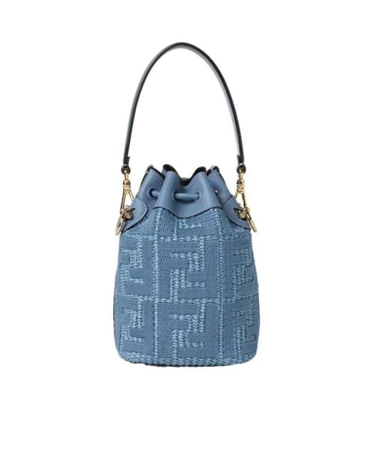 Fendi Blue Mon Tresor Drawstring Bucket Bag