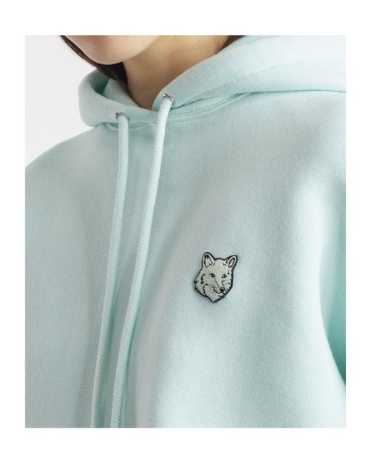 Maison Kitsuné Blue Maison Kitsuné Bold Fox Head Patch Drawstring Hoodie