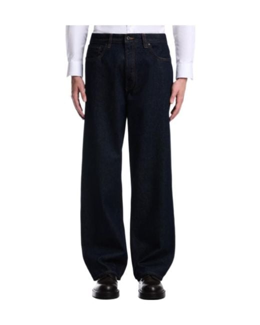 Emporio Armani Blue Straight-Leg Cotton Denim Jeans With A Five-Pocket Design for men