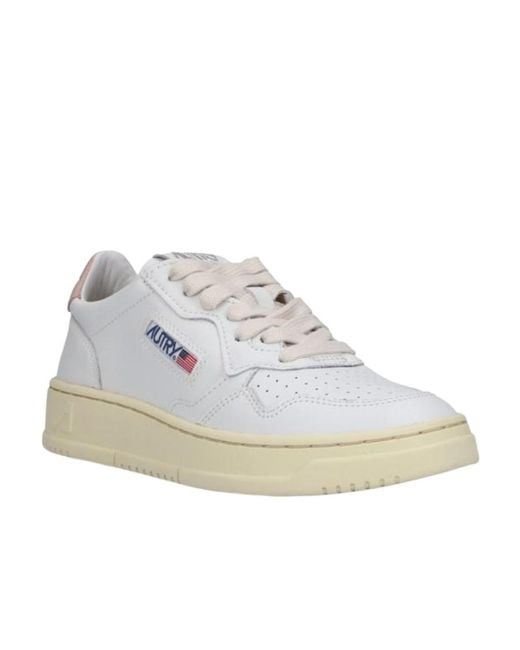 Autry White Low Top Lace-Up Shoes