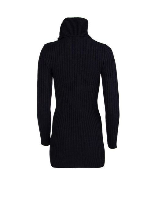 Saint Laurent Black Fold-Over Collar Jumper