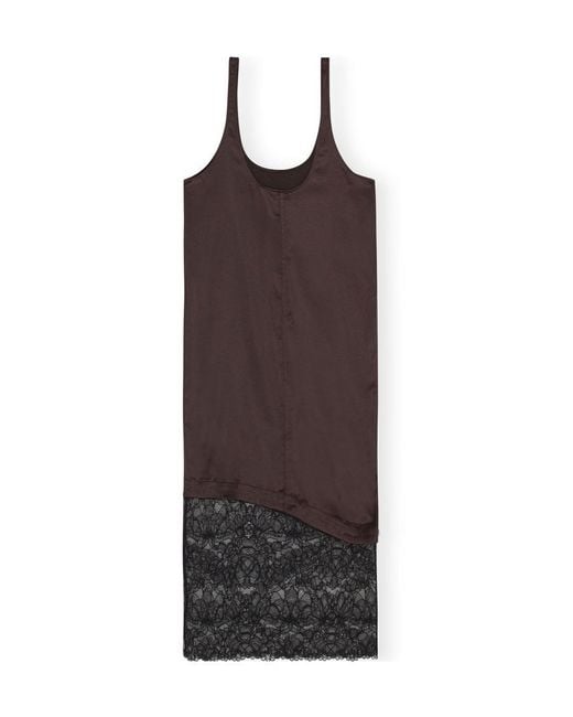 Ganni Brown Lace Midi Dress