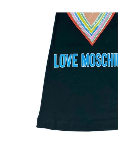 Moschino Blue Round Neck Short-Sleeved Dress