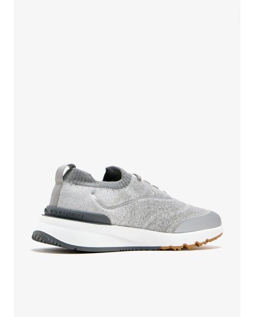Brunello Cucinelli White Round Toe Sneakers for men