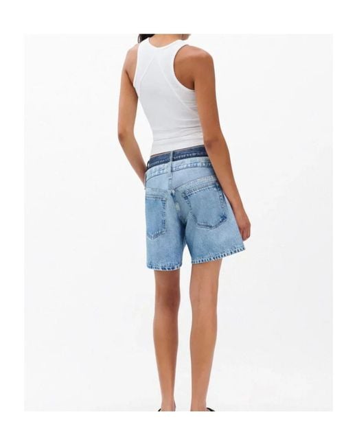 Rag & Bone Blue Layered Denim Shorts