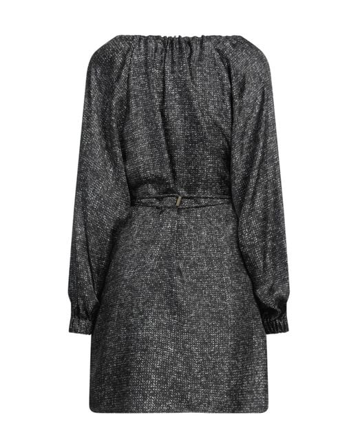 Max Mara Gray Colorful Long-Sleeved Dress