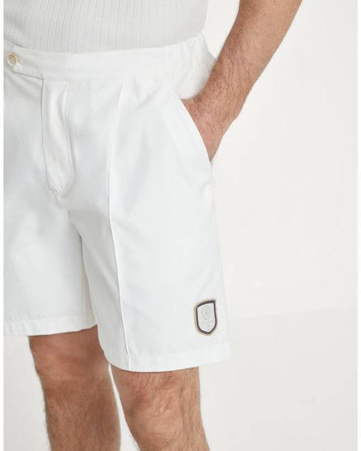 Brunello Cucinelli White Logo-Appliqué Knee-Length Tailored Shorts for men