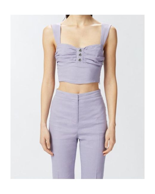 Pinko Purple Ruched-Detail Cropped Top