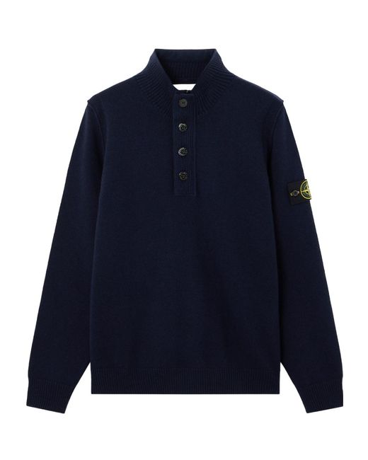 Stone Island Blue Logo Patch High Neck Sweater for men
