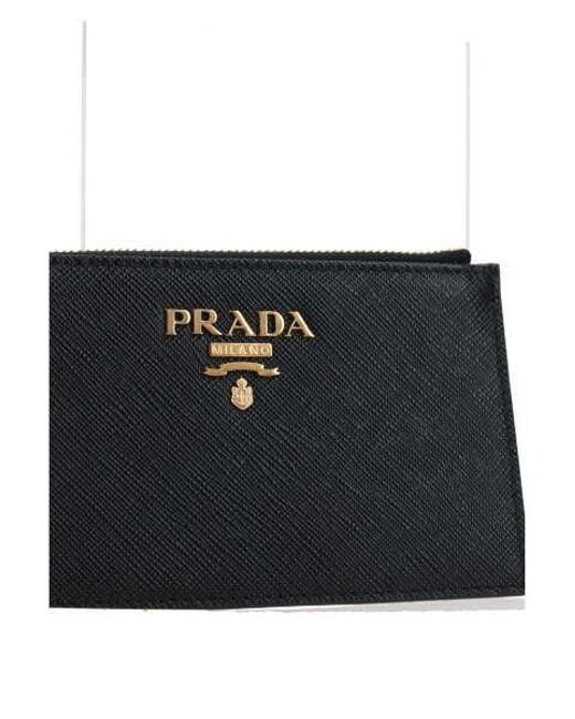 Prada Black Logo-Plaque Leather Wallet