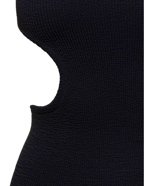 Reina Olga Blue Halter Neck-Out Ribbed Dress