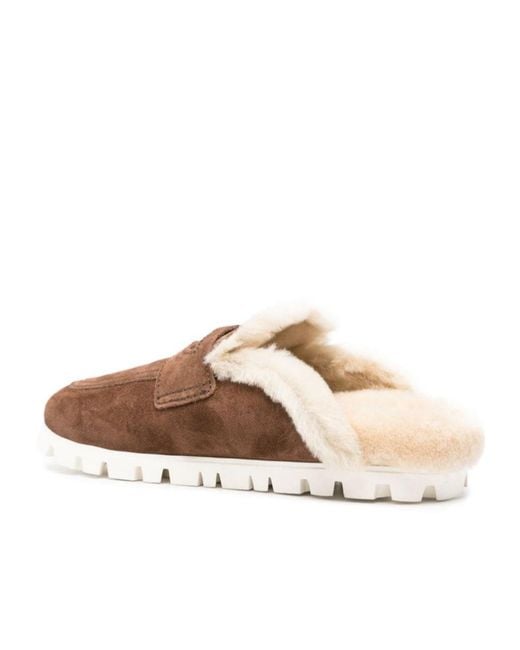 Miu Miu Brown Logo-Detailed Slippers