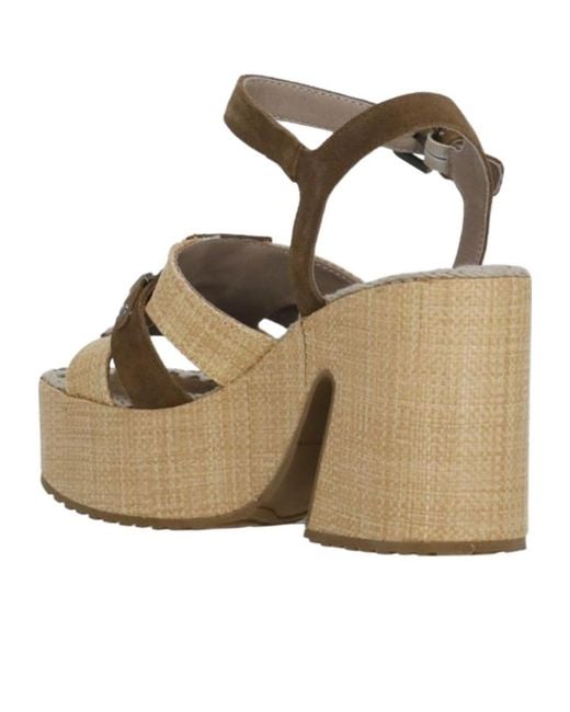 Mou Metallic Logo Platform Heeled Sandals
