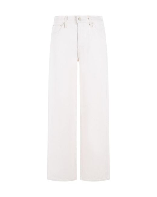 Mother White Simple Straight-Leg Pants