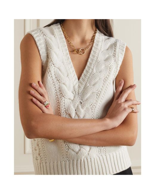 Gabriela Hearst White Cable Knit Vest