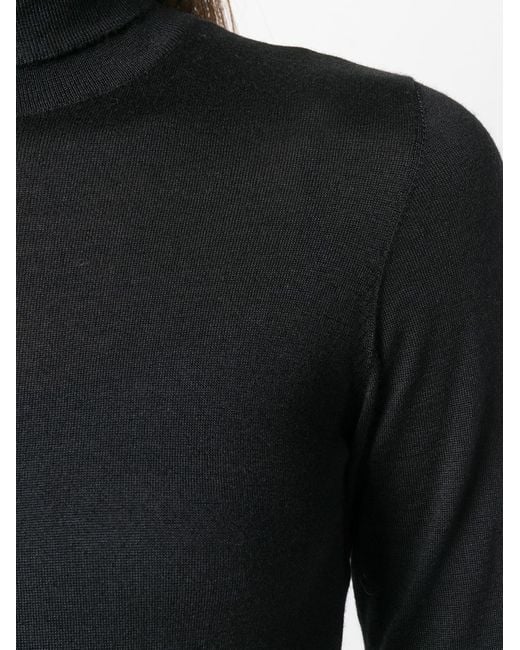 Brunello Cucinelli Black Roll-Neck Tonal Jumper