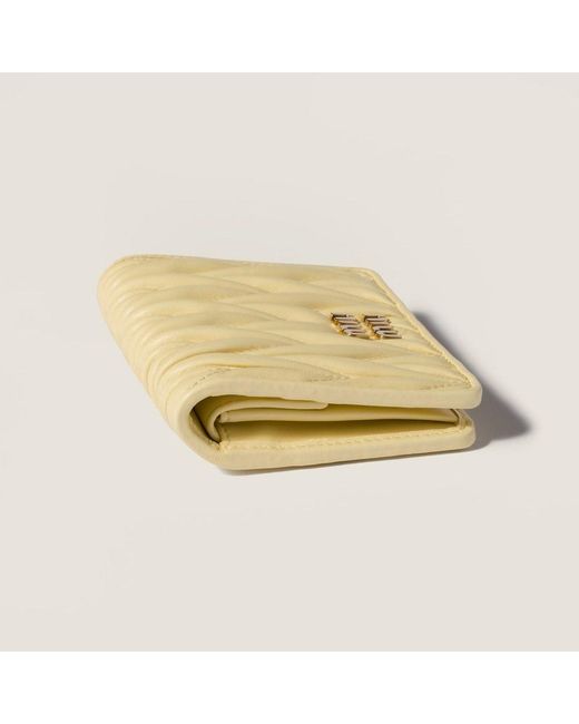 Miu Miu Metallic Small Matelassé Nappa Leather Wallet