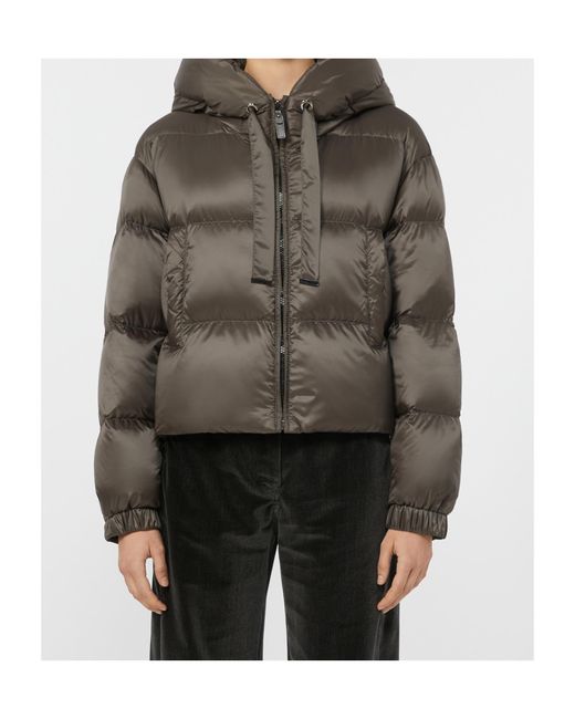 Max Mara Gray Hooded Quilted Jacket