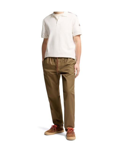 Moncler White Logo-Trim Polo Shirt for men