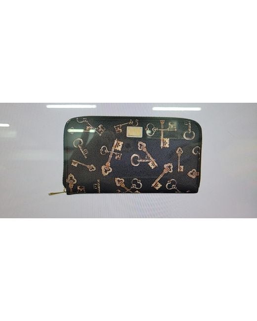 Dolce & Gabbana Black Printed Zipper Wallet