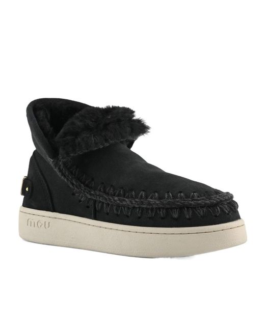 Mou Black New Eskimo Braided-Detail Ankle Boots
