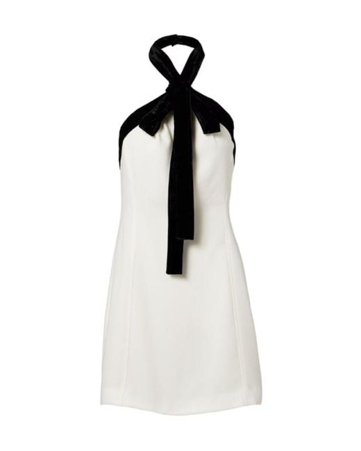 Jonathan Simkhai White Jolie Velvet-Trimmed Crêpe Minidress