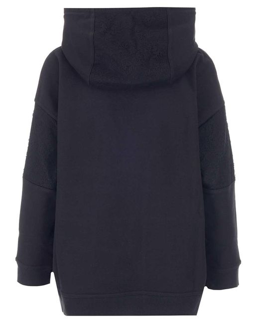 Valentino Blue Logo-Print Lace Insert Hoodie