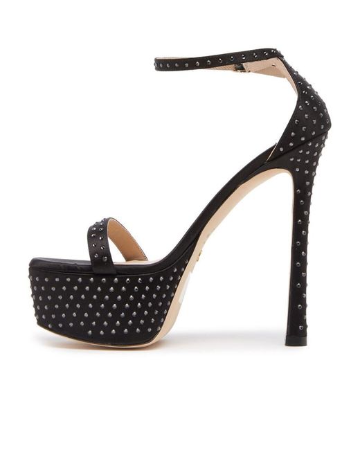 Stuart Weitzman Black Thick-Soled High-Heeled Sandals
