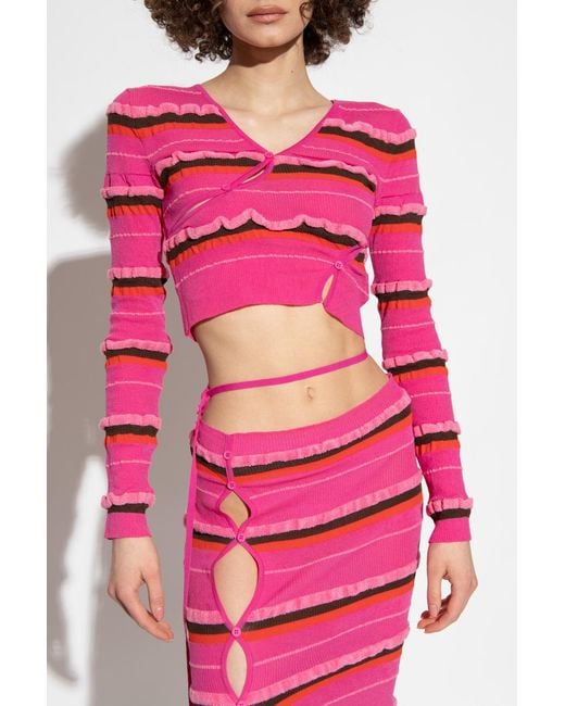 Jacquemus Pink Striped Cropped Top