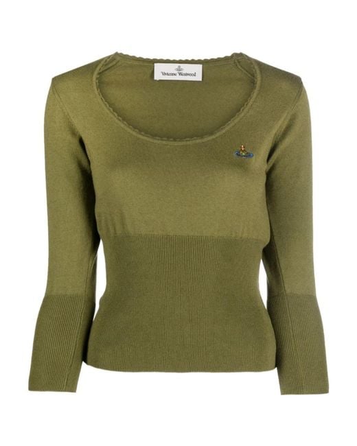 Vivienne Westwood Green Orb-Embroidered Knitted Jumper