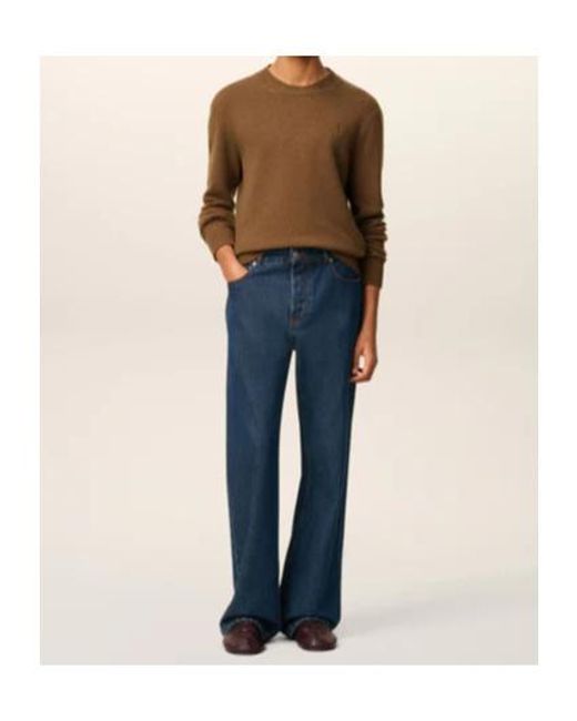 AMI Blue Logo Patch Straight Leg Jeans for men