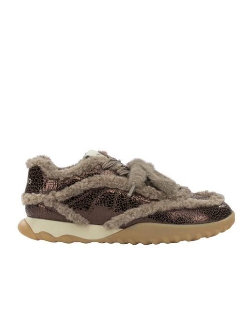 Pinko Brown Round-Toe Sneakers