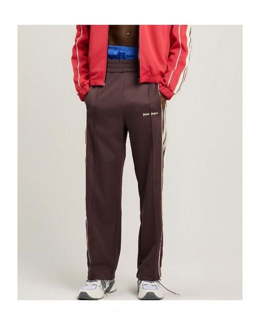 Palm Angels Brown Logo Stripe Track Pants for men