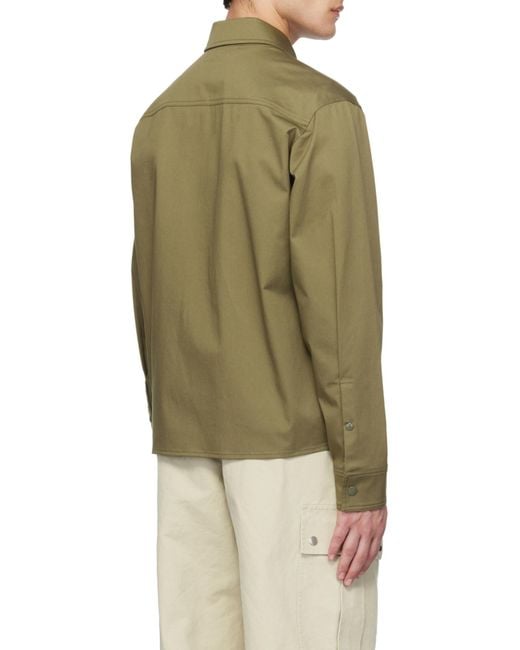 Moncler Green Cotton Gabardine Zip-Up Shirt Jacket for men