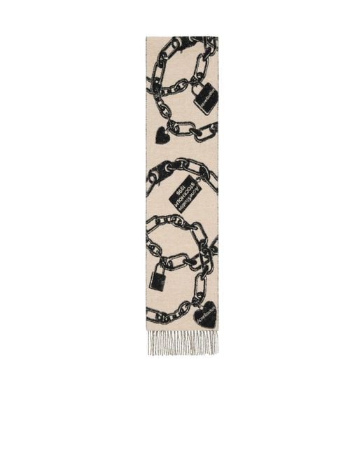 Acne White Chain Fringe Scarf for men