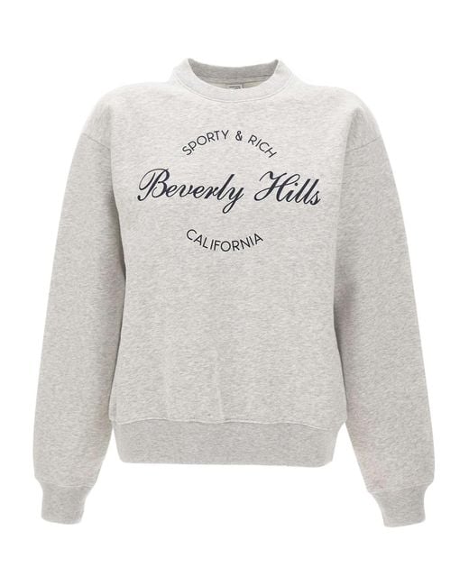 Sporty & Rich Gray Beverly Script Crewneck Sweatshirt