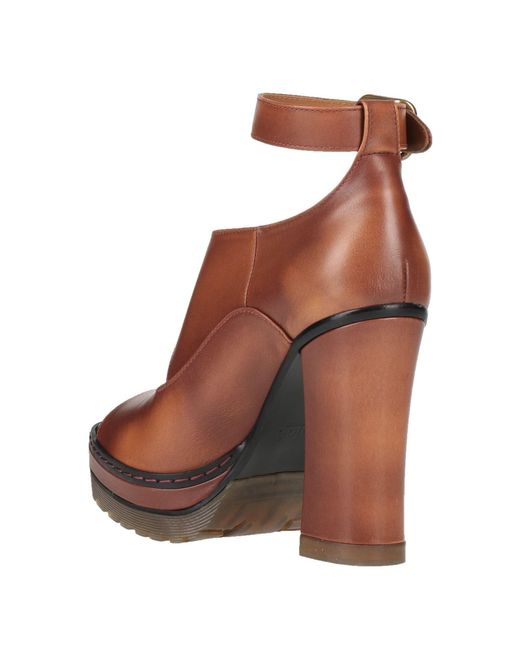 Chloé Brown Simple Genuine Leather Peep-Toe High Heels