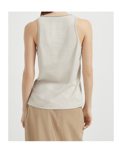 Brunello Cucinelli Gray Striped Tank Top