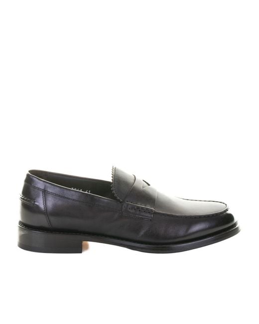 Doucal's Black Penny Leather Loafers for men