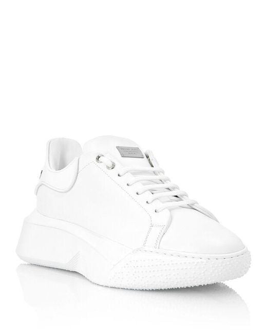 Philipp Plein White Platform Laced Casual Sneakers for men