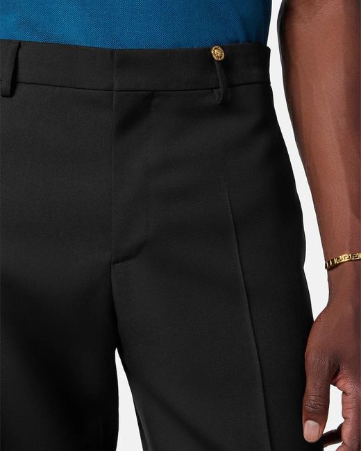 Versace Black Pleated Tailored Trousers for men
