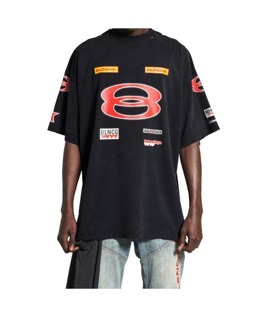 Balenciaga Black 'Sponsor Logos Oversize' T-Shirt for men