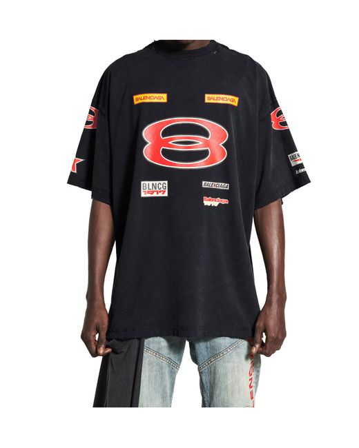 【BALENCIAGA】ブラックSponsor Logos Tシャツ オーバーサイズ Balenciaga Sponsor Logos Oversize T-Shirt in Black for Men
