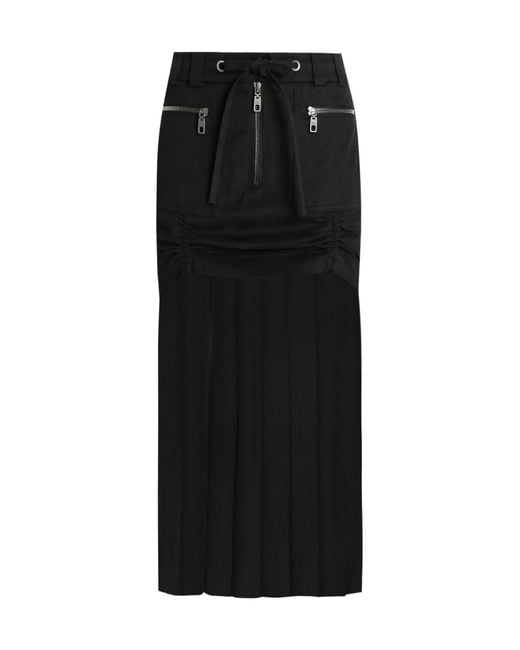 Dolce & Gabbana Black Twill Chiffon Midi Skirt