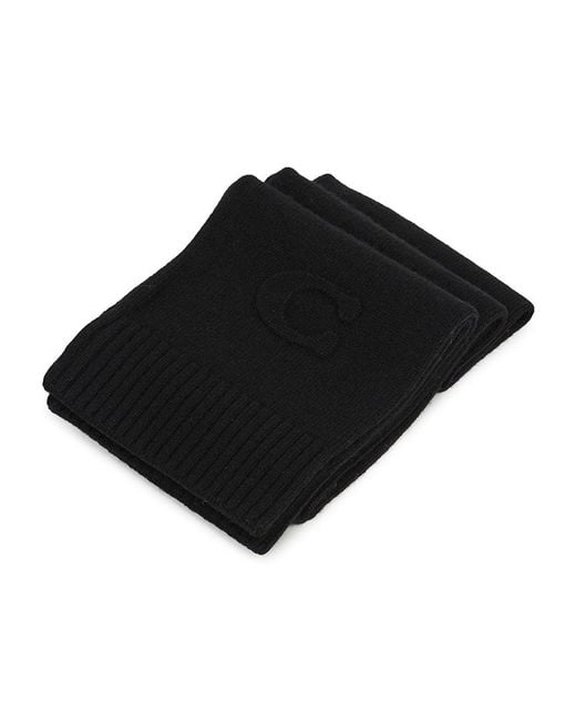 COACH Black Embossed Knit Muffler for men