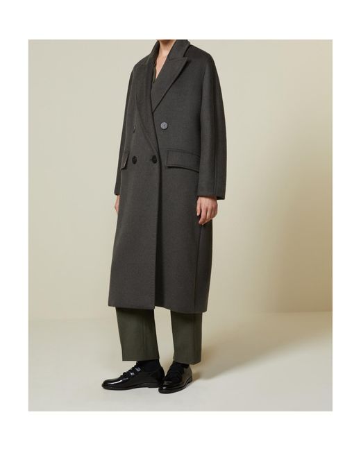 Max Mara Black Angus Double-Breasted Oversized Coat