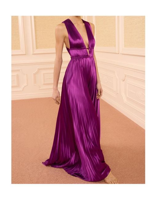 Ulla Johnson Purple Lena Pleated Maxi Dress