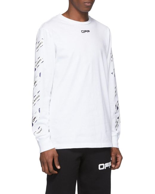 Off-White c/o Virgil Abloh White Logo Printed Long-Sleeved T-Shirt for men