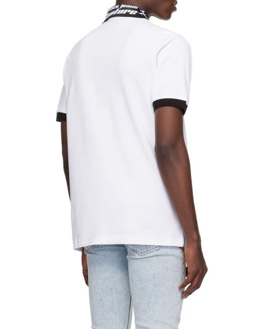 Versace Jeans White Printed Short-Sleeved Polo Shirt for men