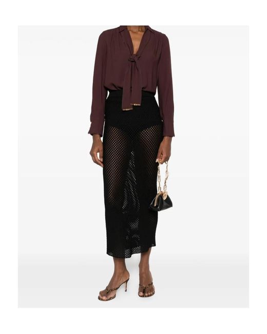 Elisabetta Franchi Purple V-Neck Sash Belt Blouse